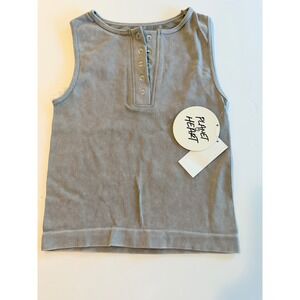 Planet‎ Heart Women Ultimate Gray Ribbed Seamless Henley Tank Top Size M NWT